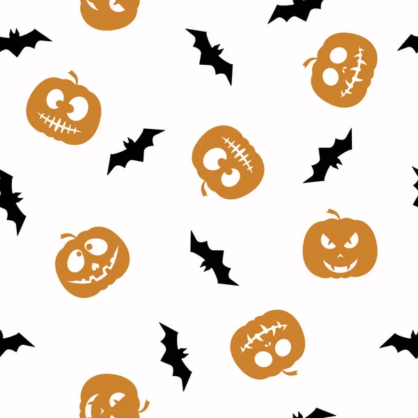 Бесшовный Рисунок Тыквенным Силуэтом Летучей Мышью Темного Цвета Счастливого Хэллоуина — стоковый вектор
