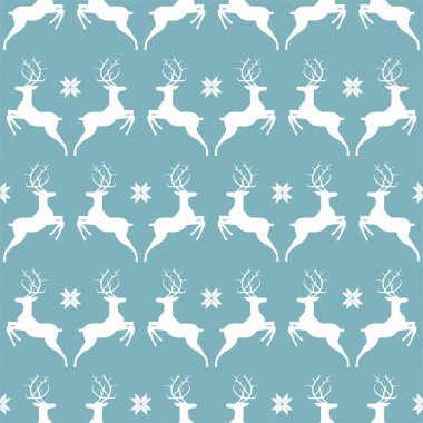 Geyik ve kar taneleriyle geleneksel İskandinav desenini gösteren vektör. Kusursuz Noel geçmişi