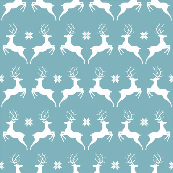 Vector Illustrated Traditional Nordic Pattern Deers Snowflakes Seamless Christmas Background — Stock Vector