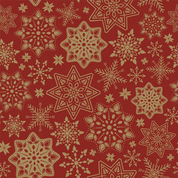 Векторний Безшовний Візерунок Сніжинками Зимовий Фон Новорічний Різдвяний Орнамент — стоковий вектор