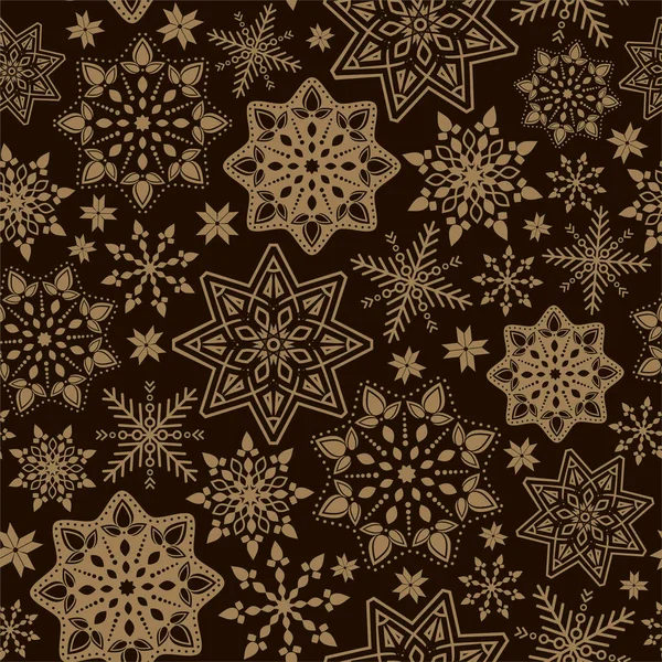 Modèle Sans Couture Vectoriel Avec Flocons Neige Fond Hiver Ornement — Image vectorielle