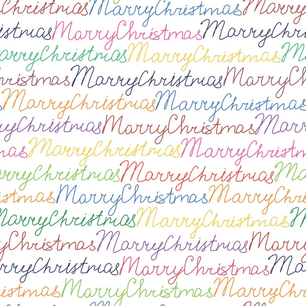 Padrão Natal Sem Costura Com Letras Doodle Texto Natal Manuscrito — Vetor de Stock