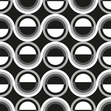 Geometrik bileşim yapıcılık tarzında. Soyut stil, geometrik şekilli kusursuz desen. Daireler, çizgiler, çizgiler. Kumaş tasarımı. Duvar kağıdı, ambalaj.