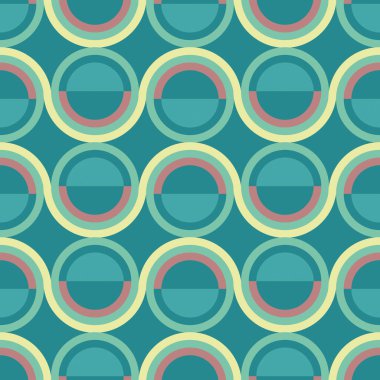 Geometrik bileşim yapıcılık tarzında. Soyut stil, geometrik şekilli kusursuz desen. Daireler, çizgiler, çizgiler. Kumaş tasarımı. Duvar kağıdı, ambalaj.