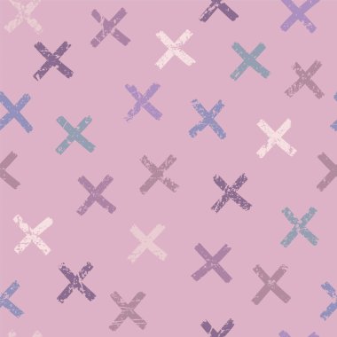 Vektör kusursuz desen. Fırça darbeleriyle soyut arkaplan. Renkli el izi. Haçlı ya da artılı hippi dokusu. Moda grafik tasarımı