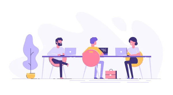 Coworking space with creative people at the table Stock Illustration