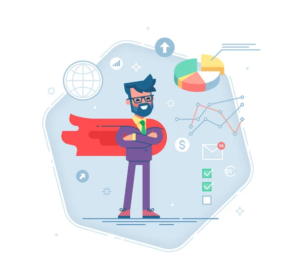 Man in a business suit and red cape superhero Stock Vector