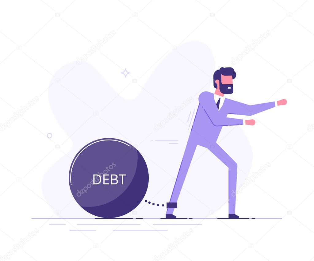 Man trying to go with a huge weight of debt.