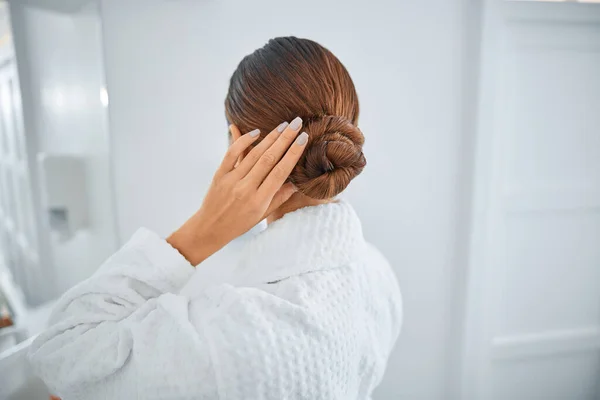 Mooie Gezonde Glimlach Kaukasische Vrouw Het Doen Van Schoonheid Procedures — Stockfoto