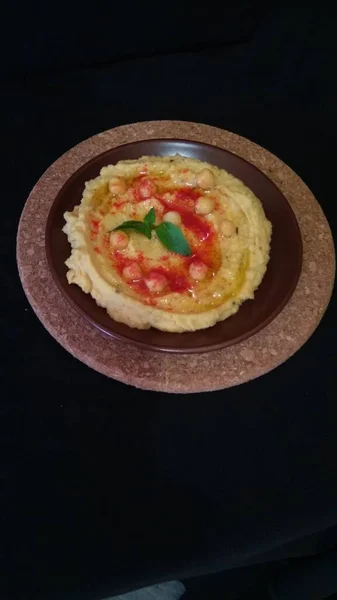 Comida Sabrosa Hummus Pan Casero Sin Levadura —  Fotos de Stock