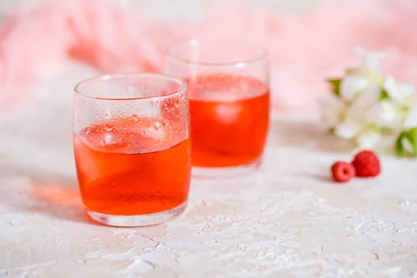 Iced Red Juice Glass Fresh Cold Drink — Stock Photo, Image