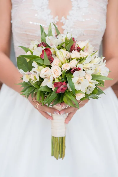 Bouquet Mariage Mariée Jour Mariage Heureuse Mariée Bouquet Mariée Beau — Photo