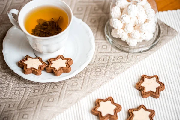 Delicia Turca Blanca Nueces Accesorios Navidad Conos Rama Comieron — Foto de Stock