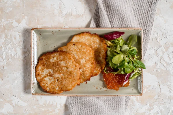 Potato pancakes. Vegetable fritters, latkes, draniki - popular dish in many countries