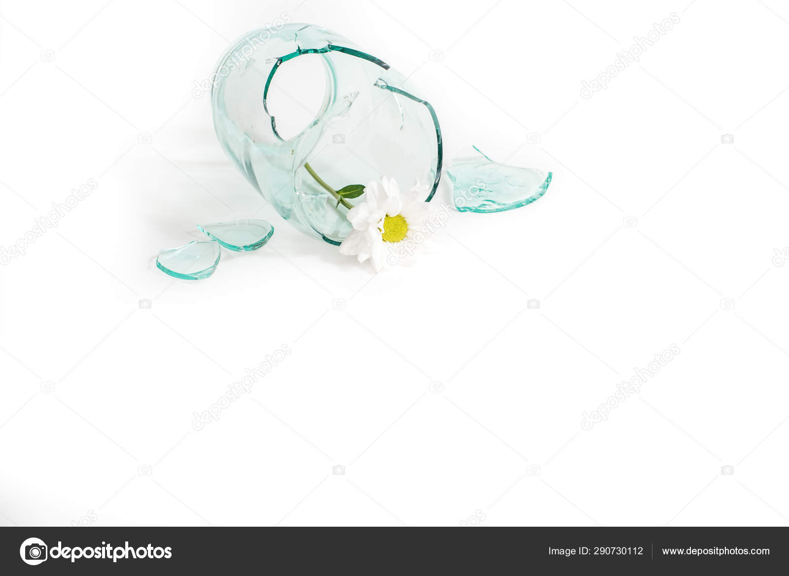 Broken Glass A Flower In A Broken Vase The Concept Of Unhappy