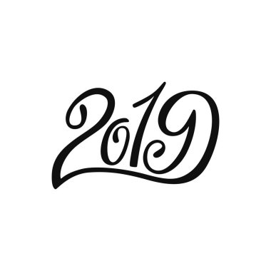 2019 Çin yeni yılı domuz. El tipografi tasarımı çekilmiş. Hat tatil yazıt.