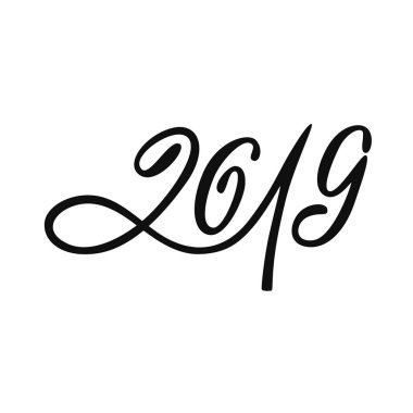 2019 Çin yeni yılı domuz. El tipografi tasarımı çekilmiş. Hat tatil yazıt. 