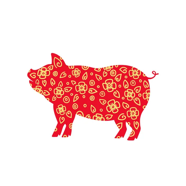 2019年中国猪年。手绘排版设计。书法节日题词. — 图库矢量图片