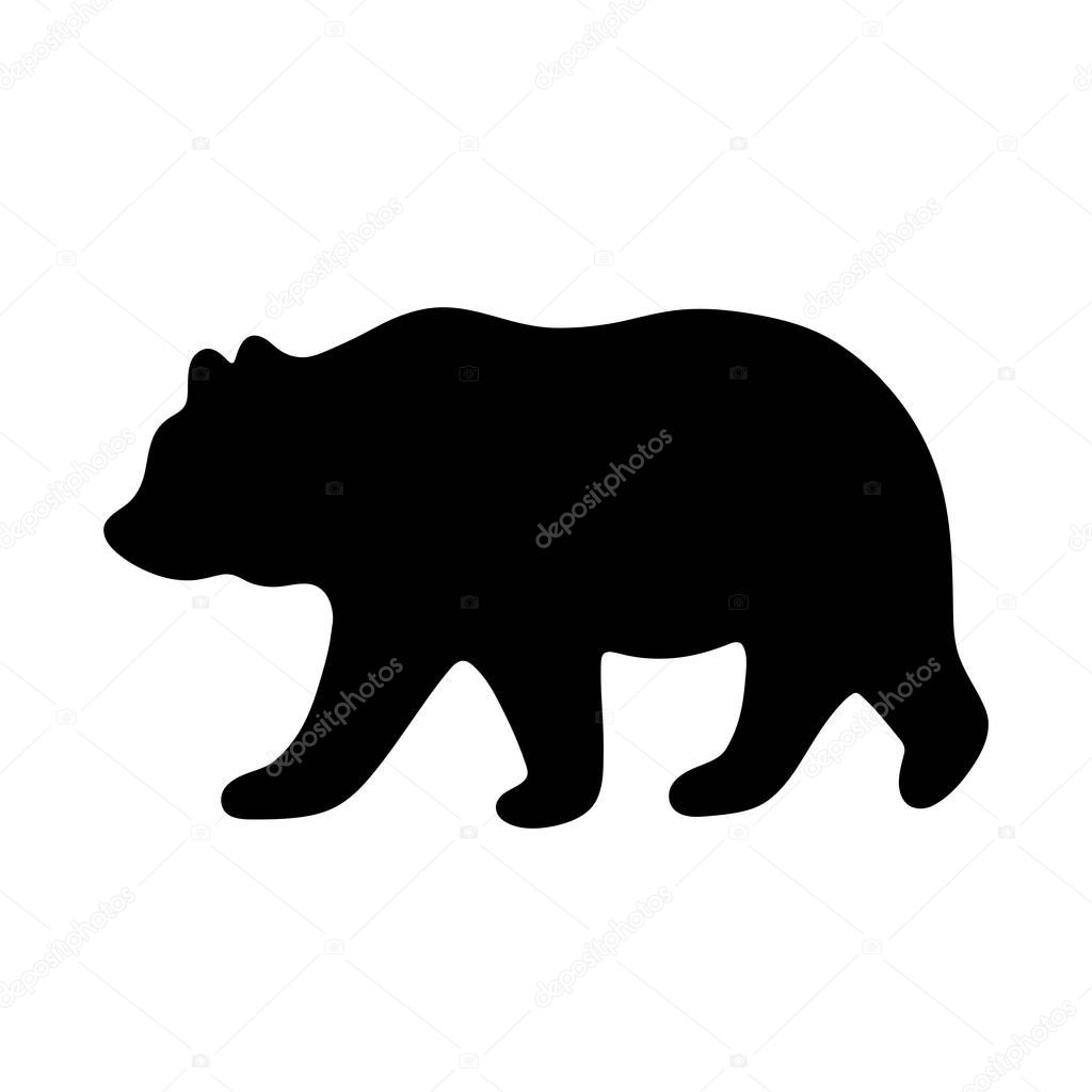 Bear silhouette. Vector illustration isolated on white background for print and poster. Typography design.