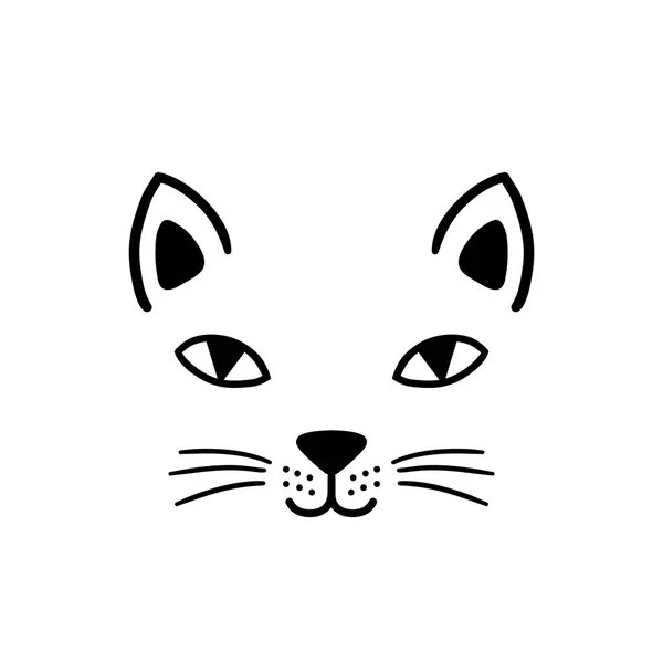 Hand getekend schattige kat gezicht. Schets geïsoleerd cartoon afbeelding om af te drukken, textiel, t-shirt, poster, kleding ontwerp. — Stockvector