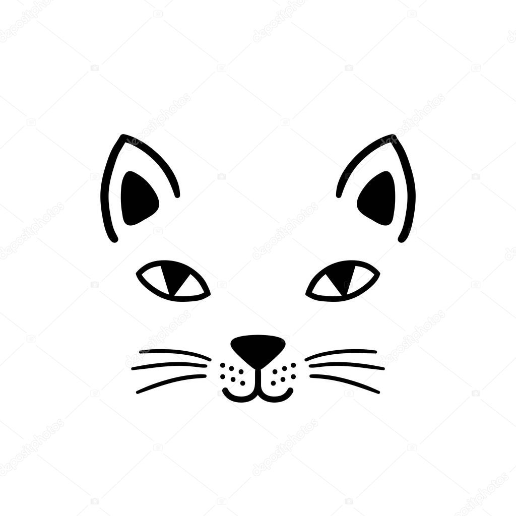 Clipart: cute cat face clip art | Hand drawn cute cat face. Sketch