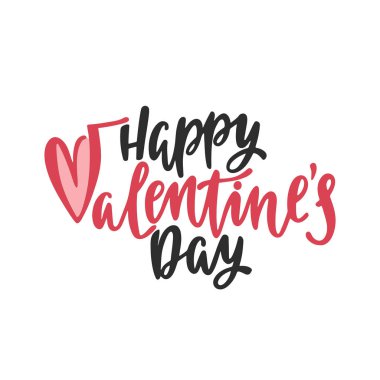 Mutlu sevgililer günü tebrik kartı. Aşk hakkında romantik el yazısı ifade. Elle çizilmiş tatil tasarım yazı. 