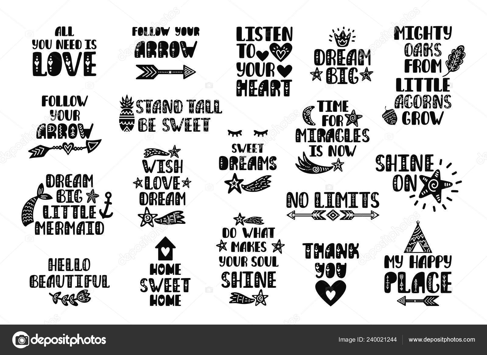 Set Of Inspirational Printable Quotes Vector Hand Drawn Phrases Stock Vector Image By C Maroshka 240021244