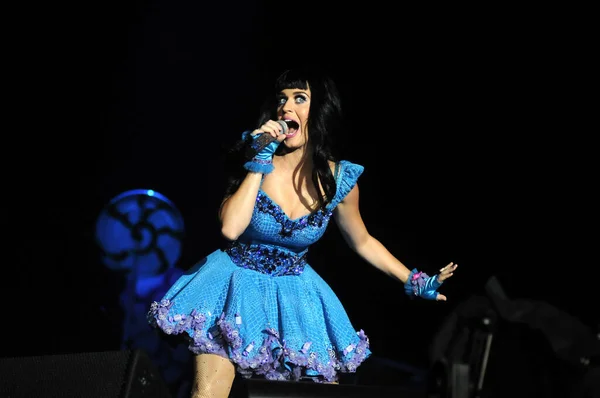 RIO DE JANEIRO, 14 Eylül 2011 - Rio Rock sırasında şarkıcı Katy Perry gösteri sırasında. Rio de Janeiro 'da
