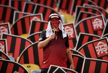 Rio de Janeiro, Brezilya, 31 Temmuz 2019. Flamengo futbol taraftarları Maracan Stadyumu 'ndaki Flamengo x Emelec maçı sırasında.