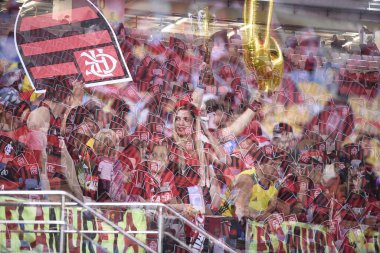 Rio de Janeiro, Brezilya, 31 Temmuz 2019. Flamengo futbol taraftarları Maracan Stadyumu 'ndaki Flamengo x Emelec maçı sırasında.