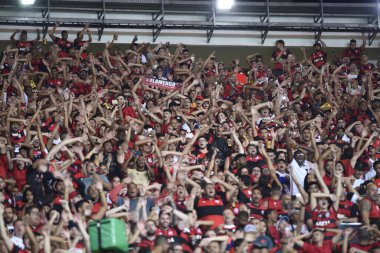 Rio de Janeiro, Brezilya, 31 Temmuz 2019. Flamengo futbol taraftarları Maracan Stadyumu 'ndaki Flamengo x Emelec maçı sırasında.