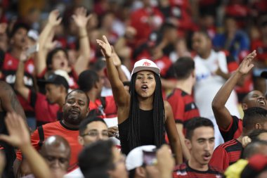 Rio de Janeiro, Brezilya, 31 Temmuz 2019. Flamengo futbol taraftarları Maracan Stadyumu 'ndaki Flamengo x Emelec maçı sırasında.
