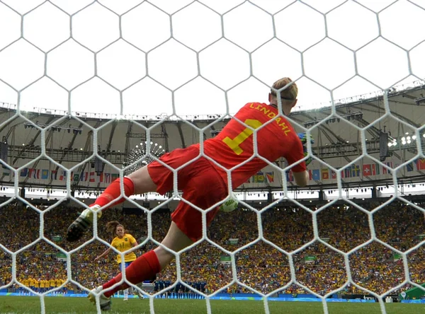 Futebol Feminino Brasil Suecia Maracana Rio Janeiro 2016 Durante Olimpiadas — Stock Photo, Image