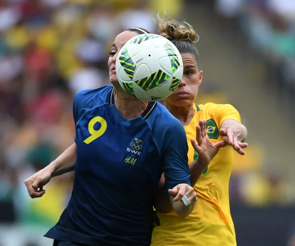 Futebol Feminino Brasil Suecia Maracana Rio Janeiro 2016 Durante Olimpiadas — Foto de Stock