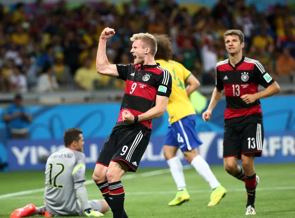 2014年世界杯半决赛期间 德国国家队与巴西和德国在Mineirao体育馆的比赛 — 图库照片