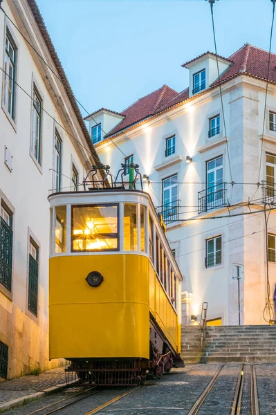 Sunset Gloria Funicular Old Town Lisbon Capital Portugal — Stock Photo, Image