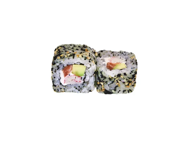 Paar Sushi Rollen Geïsoleerd Wit — Stockfoto