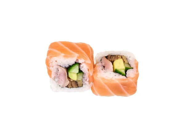 Pair Sushi Rolls Isolated White — Stock Photo, Image