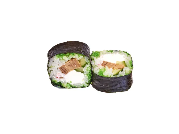 Coppia Rotoli Sushi Isolati Bianco — Foto Stock