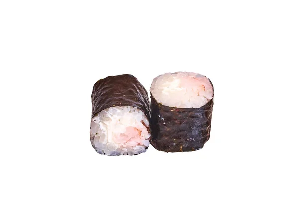 Paar Sushi Rollen Geïsoleerd Wit — Stockfoto