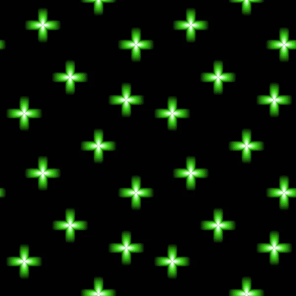 Zöld Neon Izzó Kereszt Korszerű Gyógyszertár Szimbólum Varrás Nélküli Vektor — Stock Vector