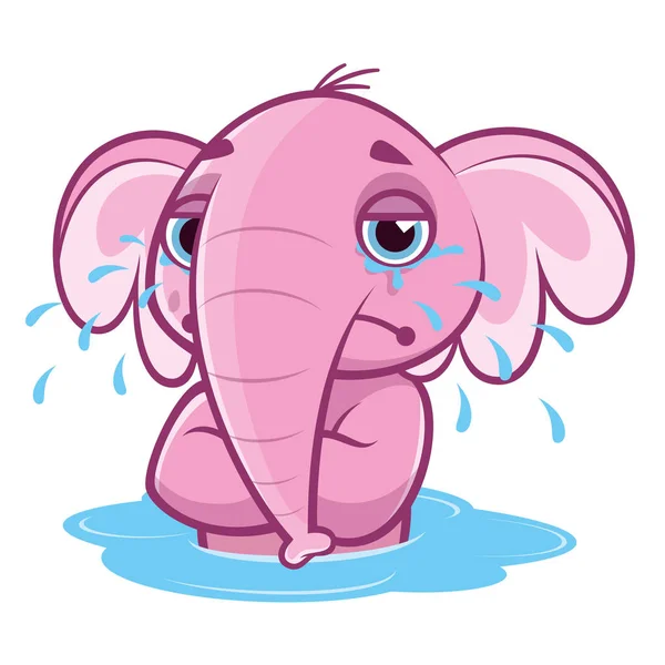 Emosi Gajah Merah Muda Yang Lucu - Stok Vektor