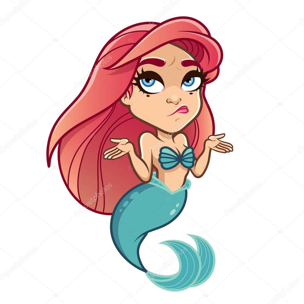 Mermaid funny vector sticker emoji