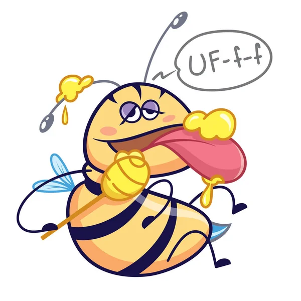 Funny Honey Bee Personaggio Emozioni — Vettoriale Stock