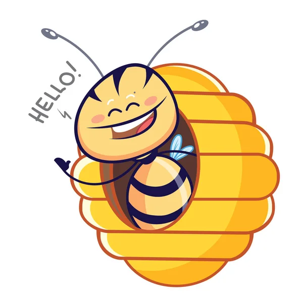 Funny Honey Bee Emociones Carácter — Archivo Imágenes Vectoriales
