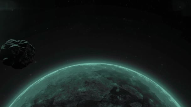 隕石は惑星の背景に飛ぶ — ストック動画