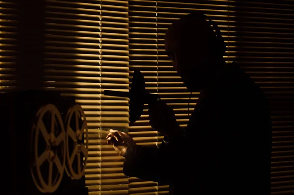 Fbi Secret Agent Listens Records Conversation — Stock Photo, Image