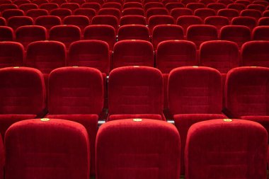 Auditorium, kırmızı koltukları, sinema koltuğu