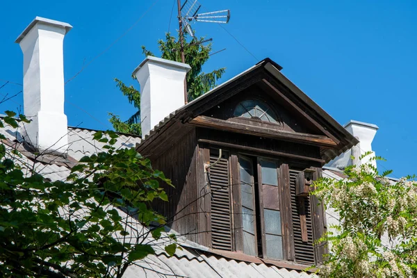 Attic Room Roof Part Facade Building Old Wing Stock Image