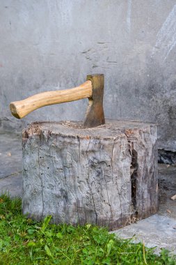 Balta bir ağaca sıkışmış, bir oduncunun işi.